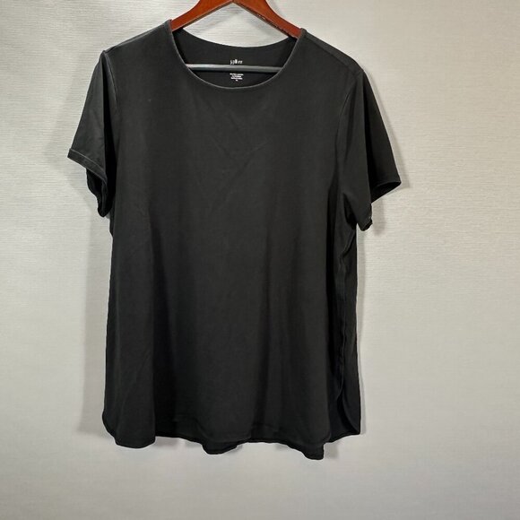 J Jill Fit Shirttail Tee Womens XL Black Pima Cotton Stretch Short Sleeve Top - Picture 1 of 5